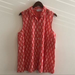Kim Rogers Tunic Length Sleeveless Button Down Top